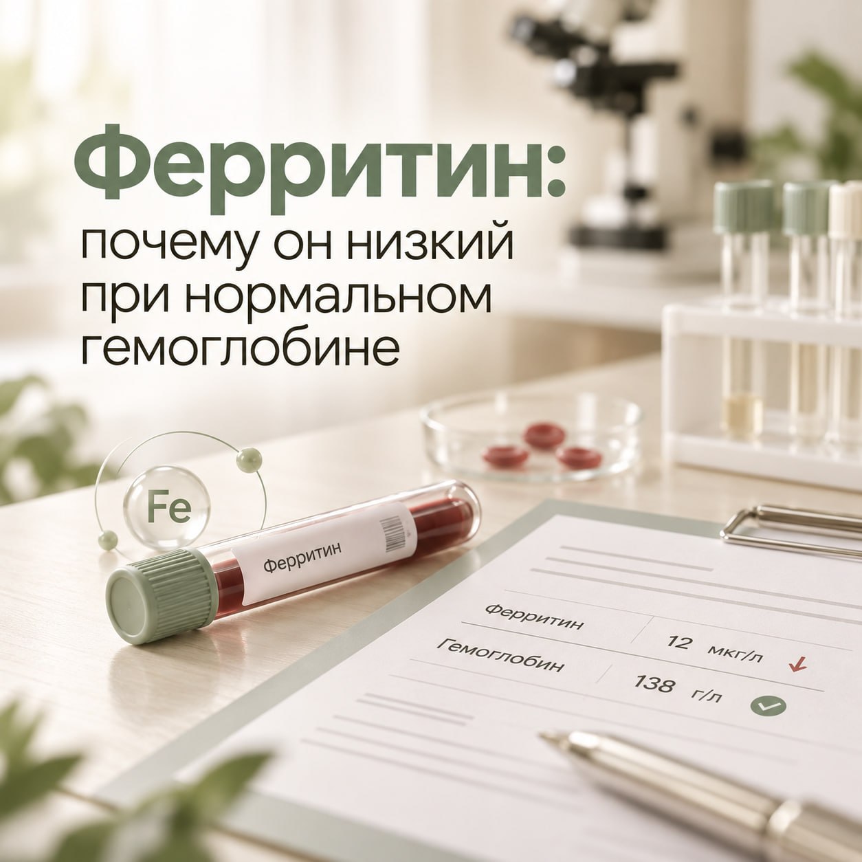 Ферритин: что показывает анализ, почему он бывает низким при нормальном гемоглобине